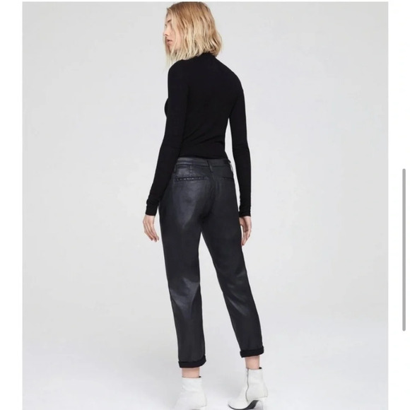 AG The Caden Tailored Trouser Leatherette Coated Black Pants - Picture 2 of 5